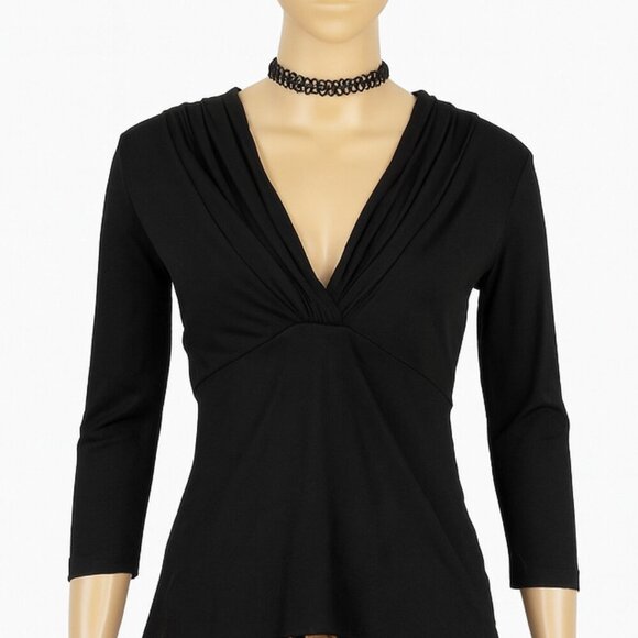 New York & Company Tops - Vintage New York & Company Top 3/4 Sleeves Black Babydoll Top 90s Y2K Fitted Sm